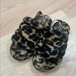 UGG Leopard Print Fuzzy Slippers